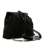 Suede CC Drawstring Backpack Black