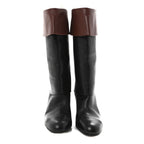 Calfskin CC Fold Over Boots 38 Black Brown