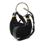 Suede Mini Bracelet Hobo Bag Black