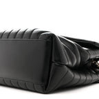 Calfskin Y Quilted Monogram Medium Loulou Chain Satchel Black