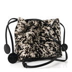 Pony Hair Printed Chic Lady Shoulder Bag  White Black