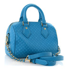 Calfskin Nanogram Embossed Speedy Bandouliere 20 Blue