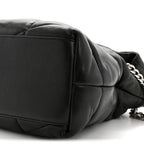 Lambskin Quilted Medium Loulou Puffer Monogram Chain Satchel Black