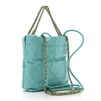 Shiny Calfskin Quilted Mini Chanel 22 Turquoise