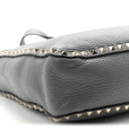 Pebbled Calfskin Small Rockstud Flip-Lock Messenger Bag Light Stone