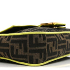 Fabric Jacquard FF 1974 Large Baguette Tobacco Moro Giallo Fluo