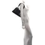 Canvas Horsebit Print Shoulder Bag Black