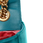 Velvet Matelasse Mini GG Marmont Shoulder Bag Pavone Cyan