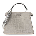 Crystal Vitello Laminato FF Petite Peekaboo I SEE U Satchel Crystal Argento
