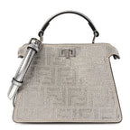 Crystal Vitello Laminato FF Petite Peekaboo I SEE U Satchel Crystal Argento
