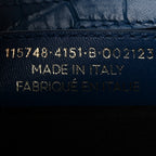 Calfskin Crocodile Embossed Classic Silver Hardware City Bleu Marine