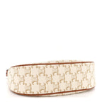 Canvas Calfskin Ava Triomphe Shoulder Bag White