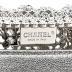 Crystal Embellished Metallic Lambskin Mini Chanel 22 Silver