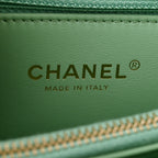 Caviar Quilted Small Coco Chain Handle Flap Light Green