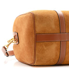 Waxed Suede Calfskin Large Boston Bag Tobacco