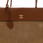 Grained Calfskin Suede Large Urban Essentials Shopping Bag Dark Beige Camel
