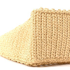 Yarn Raffia Effect Crochet Logo Embroidered Small Tote Bag Naturale