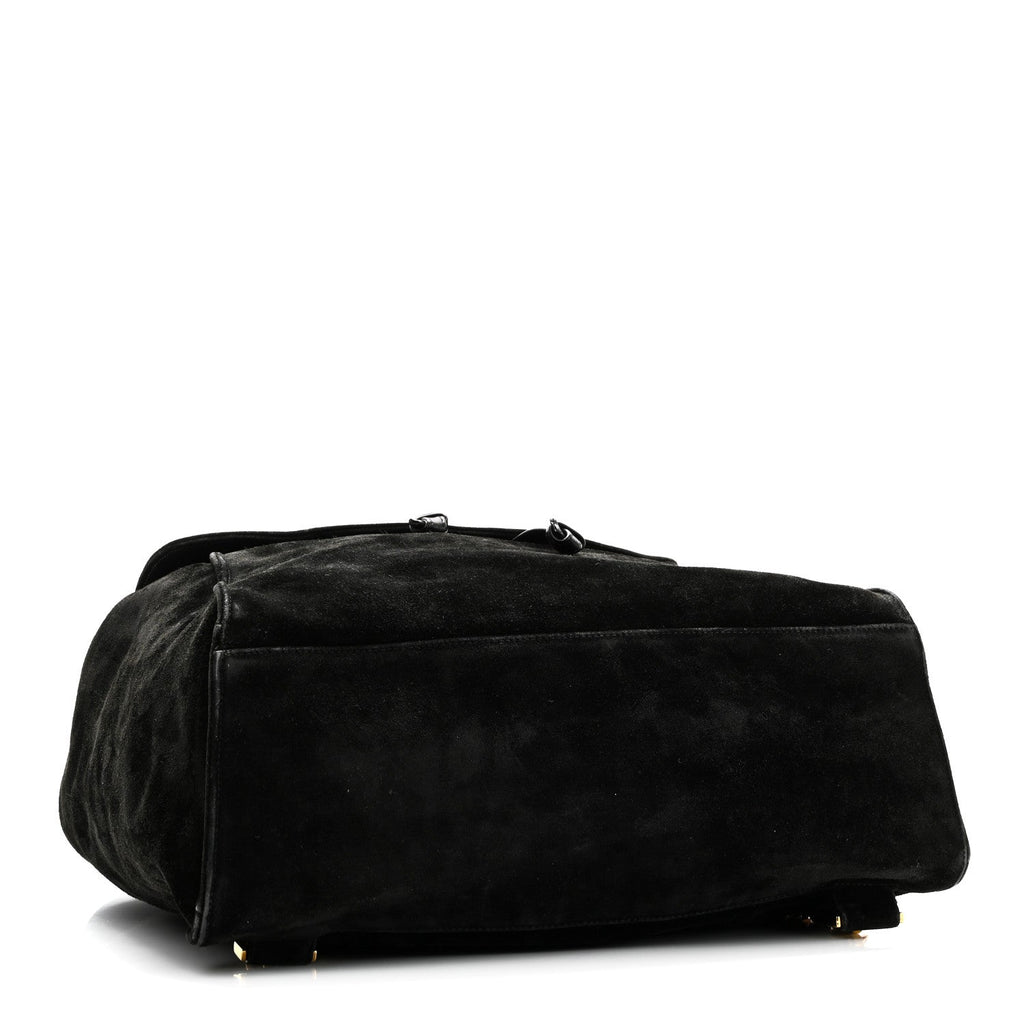 Suede CC Drawstring Backpack Black