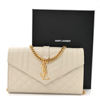 Grain De Poudre Mixed Matelasse Triquilt Monogram Chain Wallet Crema Soft