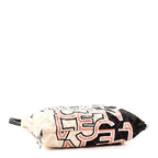 Nylon Stitched Printed Logo Shopping Bag Black White