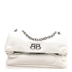 Arena Calfskin Nylon Medium Monaco Chain Shoulder Bag Optic White