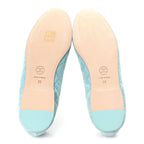 Suede Quilted Cap Toe CC Ballerina Flats 36 Light Blue