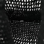 Yarn Raffia Effect Crochet Logo Embroidered Shopping Tote Bag Black