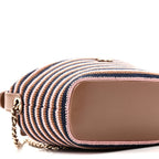 Crochet Lambskin Coco Crochet Hobo Clutch With Chain Brown Pink Navy