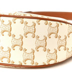 Canvas Calfskin Ava Triomphe Shoulder Bag White