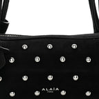 Nubuck Studded Small Le Teckel Bag  Black