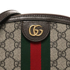 GG Supreme Monogram Textured Dollar Calfskin Web Small Ophidia Dome Shoulder Bag Beige Ebony New Acero
