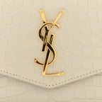 Calfskin Crocodile Embossed Monogram Uptown Chain Wallet Crema Soft