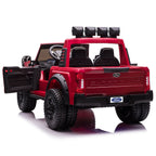 Ford F450 Custom Edition 24V Kids Ride-On Car Truck with R/C Parental Remote | Cherry Red