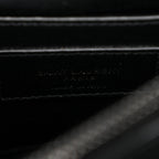 Sheepskin Matelasse Chevron Monogram Monochrome Medium College Bag Black