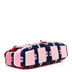 Nylon Printed Medium Flap Pink Navy White