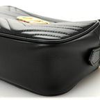 Calfskin Matelasse Small GG Marmont Chain Shoulder Bag Black