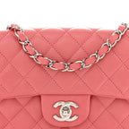 Lambskin Quilted Mini Rectangular Flap Pink