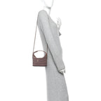 Crochet Lambskin Coco Crochet Hobo Clutch With Chain Brown Pink Navy