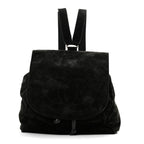 Suede CC Drawstring Backpack Black
