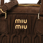 Suede Matelasse Large Arcadie Top Handle Bag Cocoa Brown