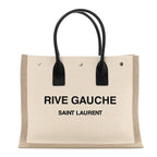 Linen Calfskin Small Rive Gauche Tote Optic White