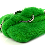 Merino Wool Medium Maxi Horsebit Chain Shoulder Bag Green