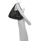 Grained Calfskin Softbit Maxi Shoulder Bag Black