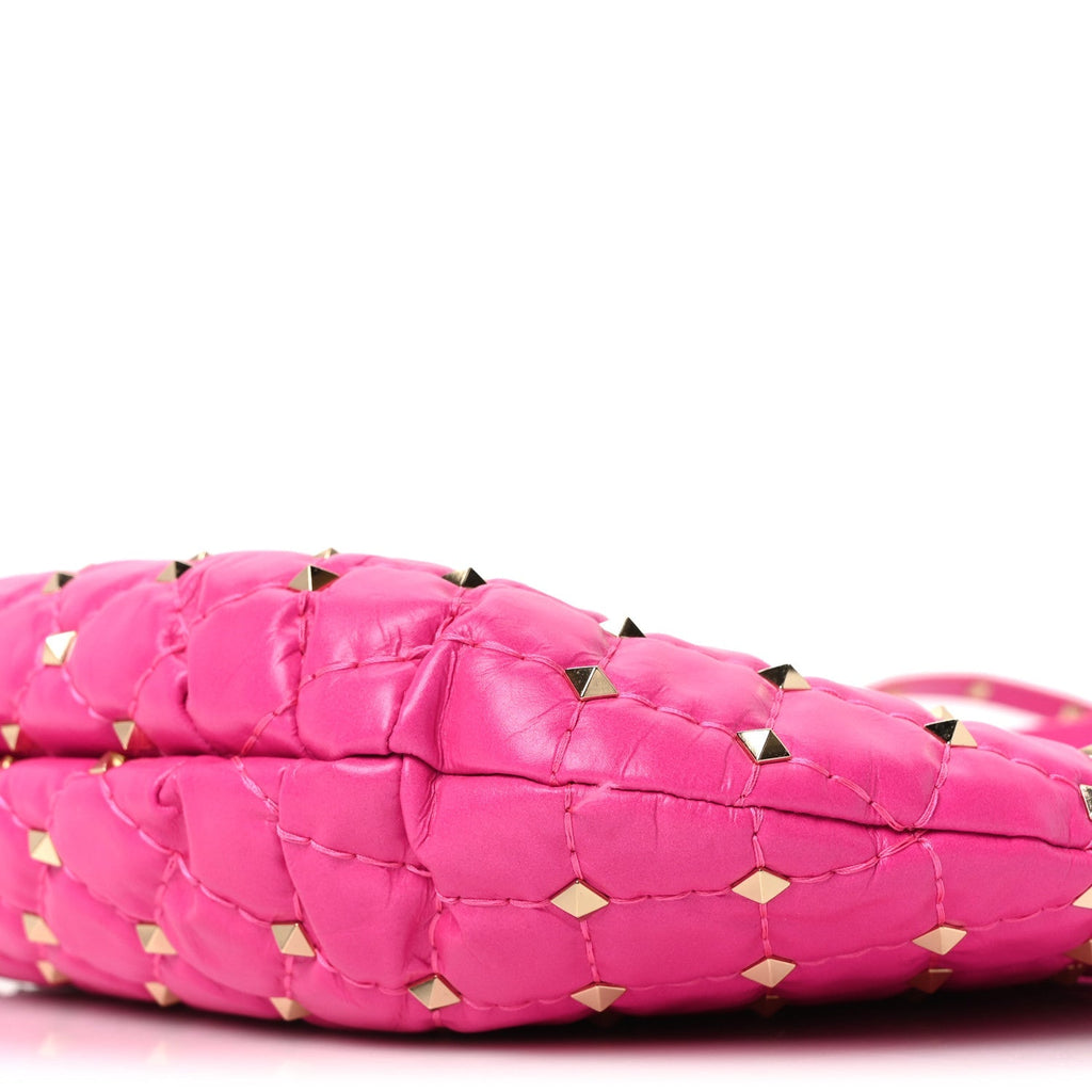 Nappa Small Rockstud Spike Hobo Fuxia
