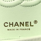 Caviar Quilted Small Double Flap Light Green