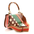 Calfskin Geometric Print Medium Bamboo 1947 Top Handle Bag Brown