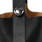 Soft Grained Calfskin Large Pebble Bucket Bag Black