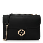 Dollar Calfskin Interlocking G Shoulder Bag Black