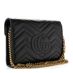 Calfskin Matelasse GG Marmont Chain Wallet Black