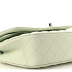 Caviar Quilted Small Double Flap Light Green